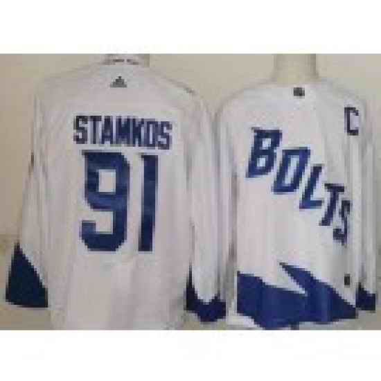 Men Tampa Bay Lightning #91 Steven Stamkos White 2022 Stadium Series Authentic Jersey->toronto maple leafs->NHL Jersey