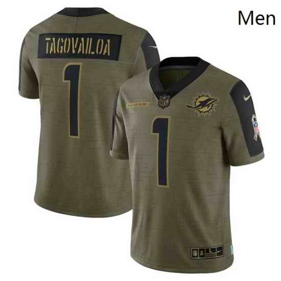 Men's Miami Dolphins Tua Tagovailoa Nike Olive 2021 Salute To Service Limited Player Jersey->los angeles rams->NFL Jersey