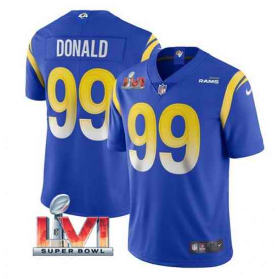 Nike Los Angeles Rams #99 Aaron Donald Royal 2022 Super Bowl LVI Vapor Limited Jersey->cincinnati bengals->NFL Jersey