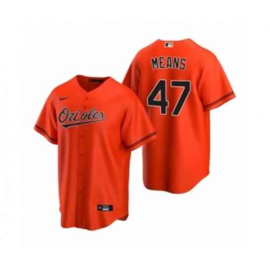 Men's Baltimore Orioles #47 John Means Nike Orange 2020 Replica Alternate Jersey->baltimore orioles->MLB Jersey