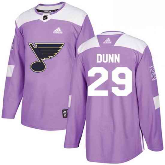Mens Adidas St Louis Blues #29 Vince Dunn Authentic Purple Fights Cancer Practice NHL Jersey->st.louis blues->NHL Jersey