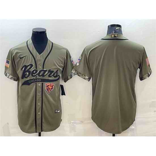 Men Chicago Bears Blank Olive 2022 Salute To Service Cool Base Stitched Baseball Jersey->buffalo bills->NFL Jersey