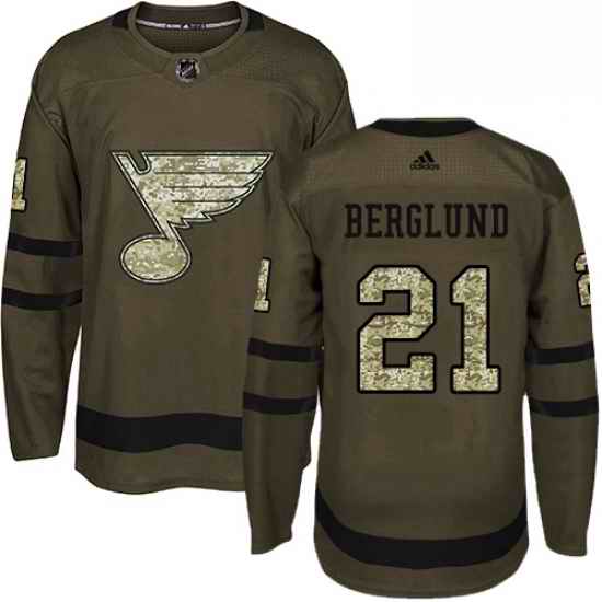 Mens Adidas St Louis Blues #21 Patrik Berglund Authentic Green Salute to Service NHL Jersey->st.louis blues->NHL Jersey