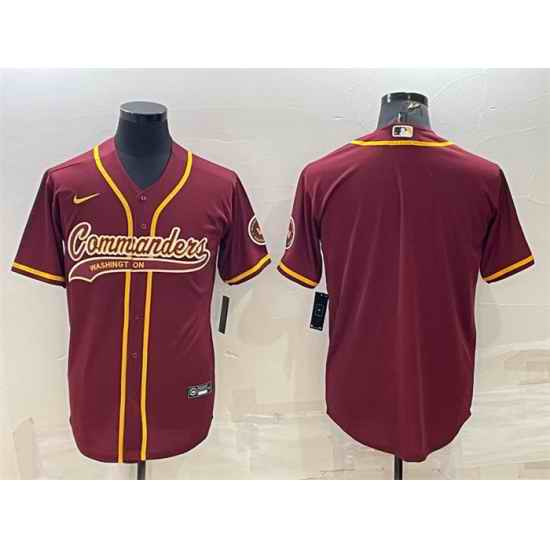 Men Washington Commanders Blank Burgundy With Patch Cool Base Stitched Baseball Jersey->washington commanders->NFL Jersey