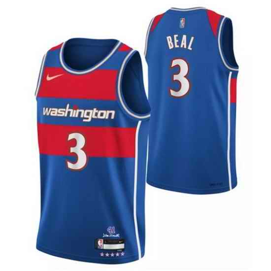 Men's Washington Wizards #3 Bradley Beal 75th Anniversary 2021 2022 Blue City Edition Swingman Stitched Jersey->phoenix suns->NBA Jersey