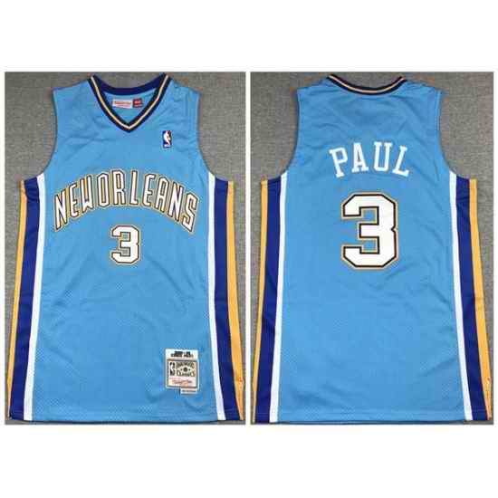 Men New Orleans Hornets #3 Chris Paul 2005 06 Light Blue Throwback Stitched Jersey->phoenix suns->NBA Jersey