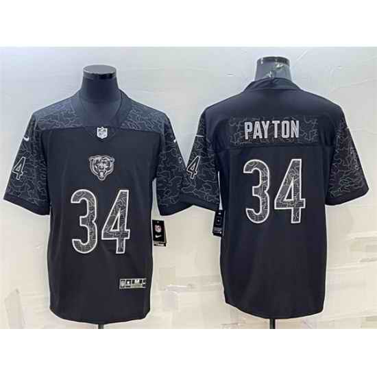 Men Chicago Bears #34 Walter Payton Black Reflective Limited Stitched Jersey->baltimore ravens->NFL Jersey