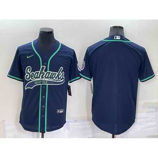 Men Seattle Seahawks Blank Navy Cool Base Stitched Baseball Jersey->seattle seahawks->NFL Jersey
