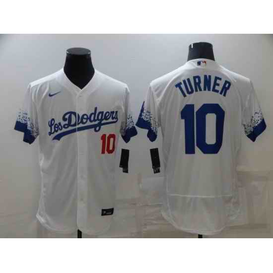 Men's Nike Los Angeles Dodgers #10 Justin Turner White Elite City Player Jersey->houston astros->MLB Jersey