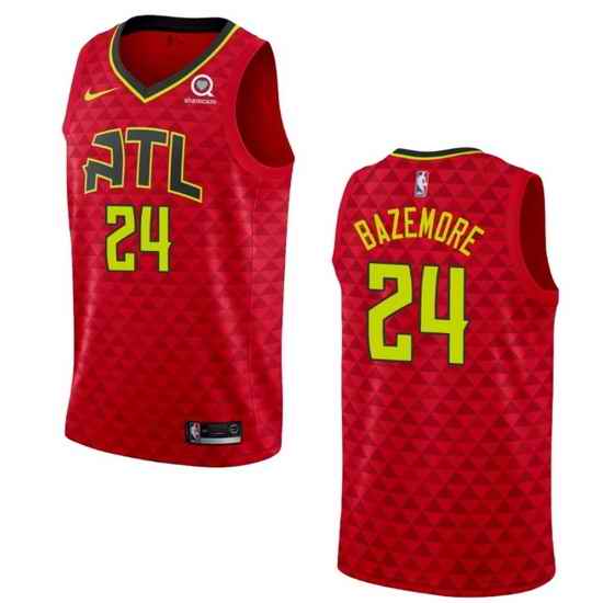 Men Atlanta Hawks #24 Kent Bazemore Red Statement Edition Stitched Jersey->philadelphia 76ers->NBA Jersey