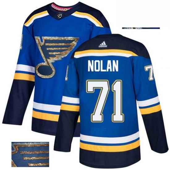 Mens Adidas St Louis Blues #71 Jordan Nolan Authentic Royal Blue Fashion Gold NHL Jersey->st.louis blues->NHL Jersey