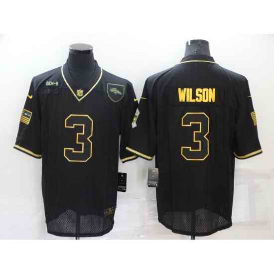 Men Denver Broncos #3 Russell Wilson Black Gold Salute To Service Limited Stitched jersey->cleveland browns->NFL Jersey