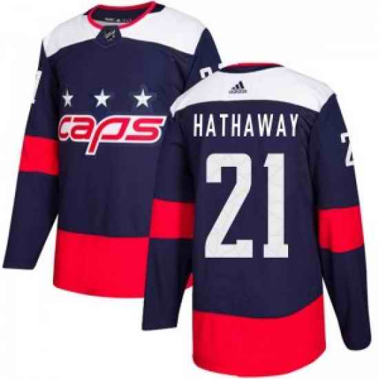 Men Washington Capitals #21 Garnet Hathaway Adidas Authentic 2018 Stadium Series Jersey Navy Blue->toronto maple leafs->NHL Jersey