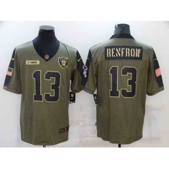 Nike Raiders #13 Hunter Renfrow Olive 2021 Salute To Service Limited Jersey->dallas cowboys->NFL Jersey