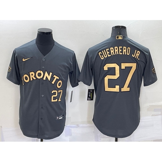 Men Toronto Blue Jays #27 Vladimir Guerrero Jr 2022 All Star Charcoal Cool Base Stitched Baseball Jersey->2022 all star->MLB Jersey