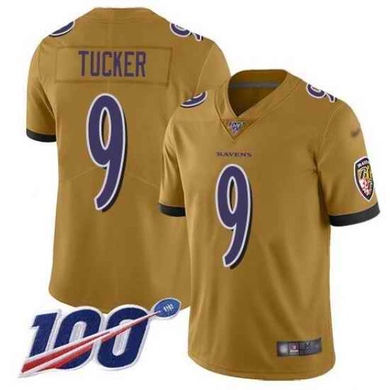 Men BALTIMORE RAVENS LIMITED INVERTED LEGEND #9 JUSTIN TUCKER GOLD JERSEY->milwaukee brewers->MLB Jersey
