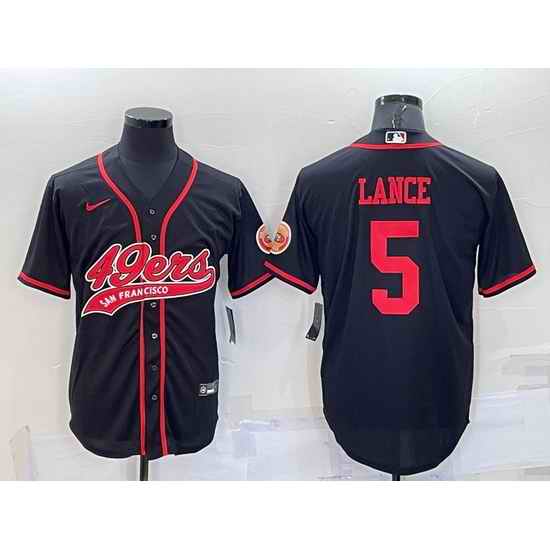 Men San Francisco 49ers #5 Trey Lance Black Cool Base Stitched Baseball Jersey->san francisco 49ers->NFL Jersey