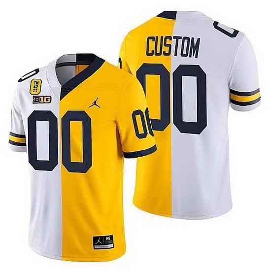 Michigan Wolverines Custom White Maize Tm #42 Patch Split Limited Edition Jersey->->Custom Jersey