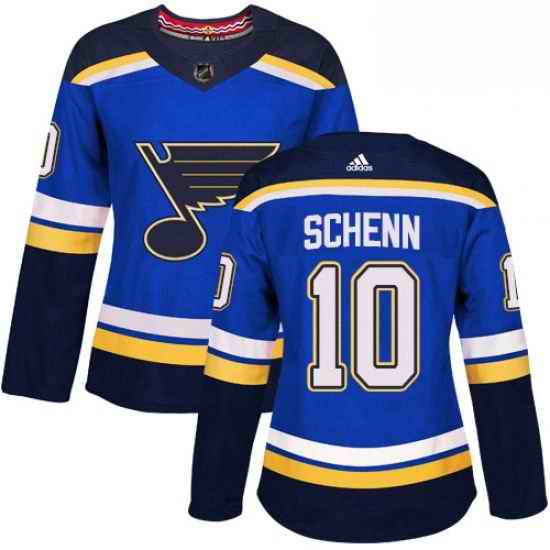 Womens Adidas St Louis Blues #10 Brayden Schenn Authentic Royal Blue Home NHL Jersey->women nhl jersey->Women Jersey