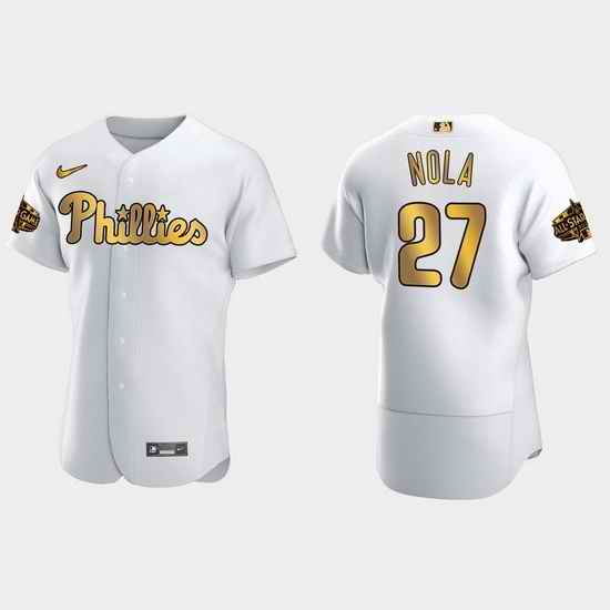 Men Philadelphia Phillies Aaron Nola 2022 Mlb All Star Game White Gold Men Jersey->2022 all star->MLB Jersey