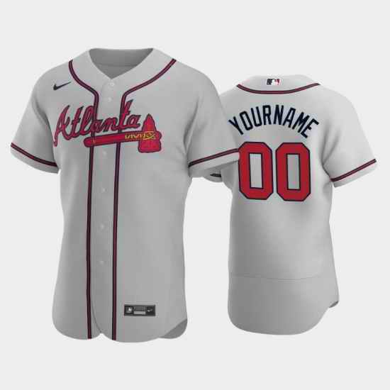 Men Women Youth Toddler Atlanta Braves Gray Custom Nike MLB Flex Base Jersey->customized mlb jersey->Custom Jersey