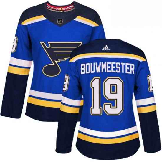 Womens Adidas St Louis Blues #19 Jay Bouwmeester Premier Royal Blue Home NHL Jersey->women nhl jersey->Women Jersey