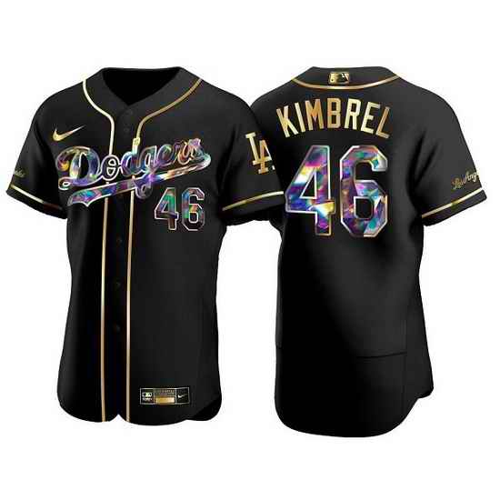 Men Los Angeles Dodgers #46 Craig Kimbrel Black Gold Flex Base Stitched jersey->los angeles dodgers->MLB Jersey