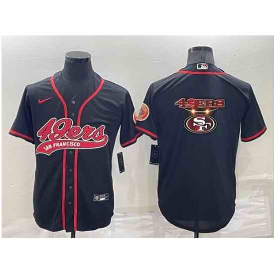 Men San Francisco 49ers Black Team Big Logo With Patch Cool Base Stitched Baseb->san francisco 49ers->NFL Jersey