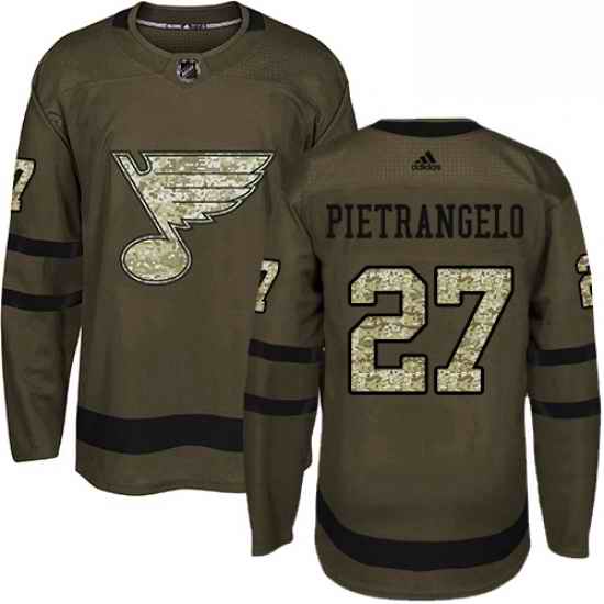 Mens Adidas St Louis Blues #27 Alex Pietrangelo Authentic Green Salute to Service NHL Jersey->st.louis blues->NHL Jersey
