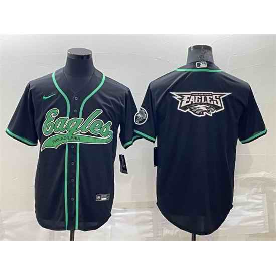 Men Philadelphia Eagles Black Team Big Logo With Patch Cool Base Stitched Baseball Jersey->pittsburgh steelers->NFL Jersey