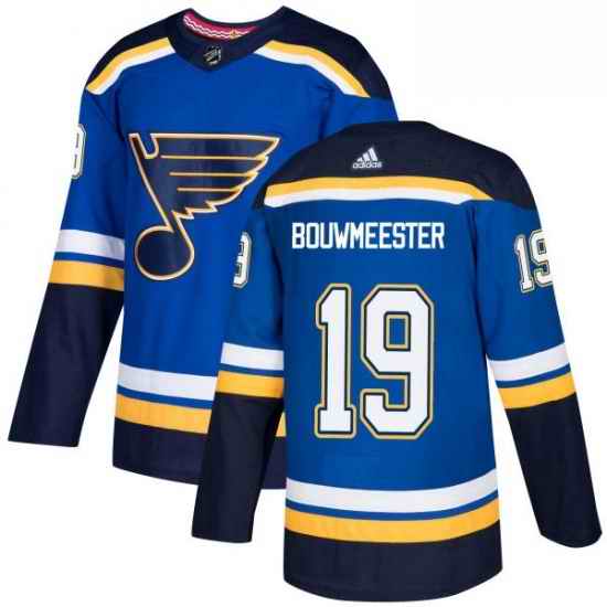 Mens Adidas St Louis Blues #19 Jay Bouwmeester Authentic Royal Blue Home NHL Jersey->st.louis blues->NHL Jersey