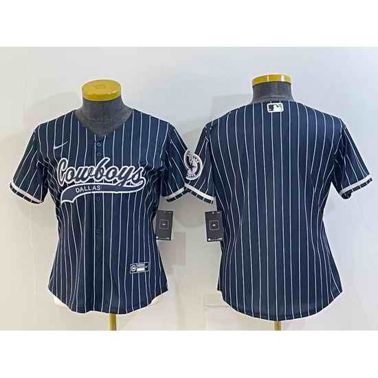 Women Dallas Cowboys Blank Navy With Patch Cool Base Stitched Baseball Jersey->women nfl jersey->Women Jersey