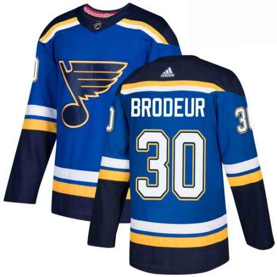 Mens Adidas St Louis Blues #30 Martin Brodeur Authentic Royal Blue Home NHL Jersey->st.louis blues->NHL Jersey