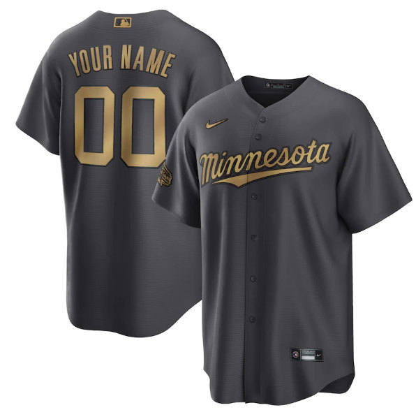 Men's Minnesota Twins Active Player Custom Charcoal 2022 All-Star Cool Base Stitched Baseball Jersey->minnesota twins->MLB Jersey