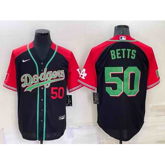 Men Los Angeles Dodgers #50 Mookie Betts Red Black Cool Base Stitched Baseball Jersey->los angeles dodgers->MLB Jersey