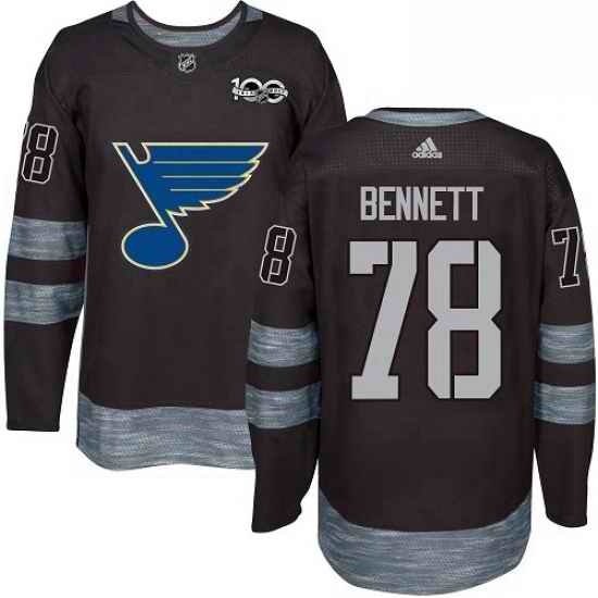 Mens Adidas St Louis Blues #78 Beau Bennett Authentic Black 1917 2017 100th Anniversary NHL Jersey->st.louis blues->NHL Jersey