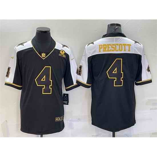 Men Dallas Cowboys #4 Dak Prescott Black Gold Thanksgiving With Patch Stitched Jersey->cleveland browns->NFL Jersey
