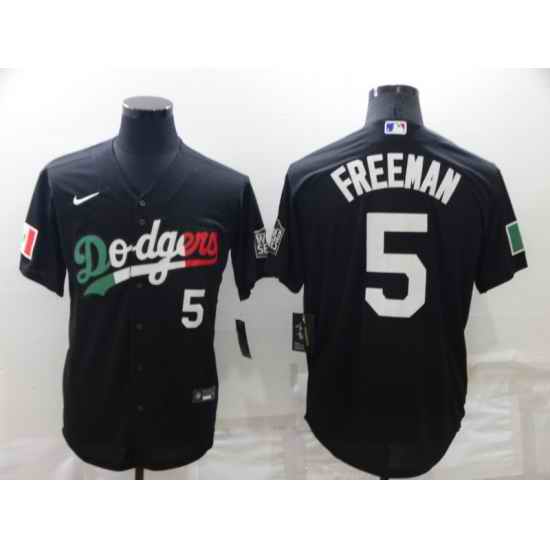 Men Los Angeles Dodgers #5 Freddie Freeman Black Cool Base Stitched Baseball Jersey->los angeles dodgers->MLB Jersey