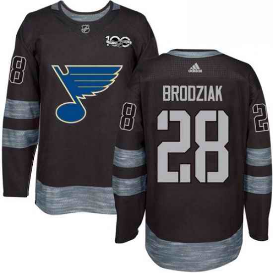 Mens Adidas St Louis Blues #28 Kyle Brodziak Authentic Black 1917 2017 100th Anniversary NHL Jersey->st.louis blues->NHL Jersey