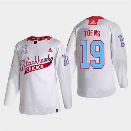 Men Chicago Blackhawks #19 Jonathan Toews 2022 Community Night White Stitched jersey->chicago blackhawks->NHL Jersey