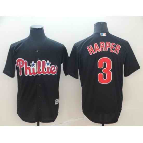Men Philadelphia Phillies #3 Bryce Harper Black Cool Base Stitched jersey->new york yankees->MLB Jersey