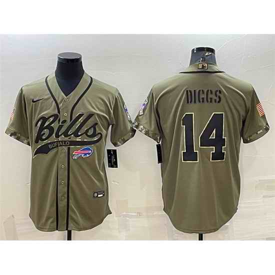Men Buffalo Bills #14 Stefon Diggs 2022 Olive Salute To Service Cool Base Stitched Baseball Jersey->baltimore ravens->NFL Jersey
