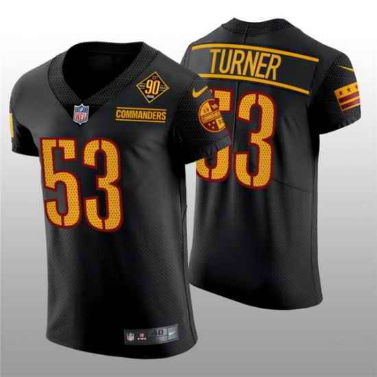 Men Washington Commanders #53 Trai Turner 90th Anniversary Black Elite Stitched Jersey->washington commanders->NFL Jersey