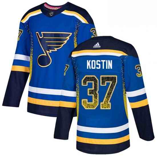 Mens Adidas St Louis Blues #37 Klim Kostin Authentic Blue Drift Fashion NHL Jersey->st.louis blues->NHL Jersey