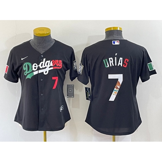 Women Los Angeles Dodgers #7 Julio Urias Black Cool Base Stitched Jersey->women mlb jersey->Women Jersey