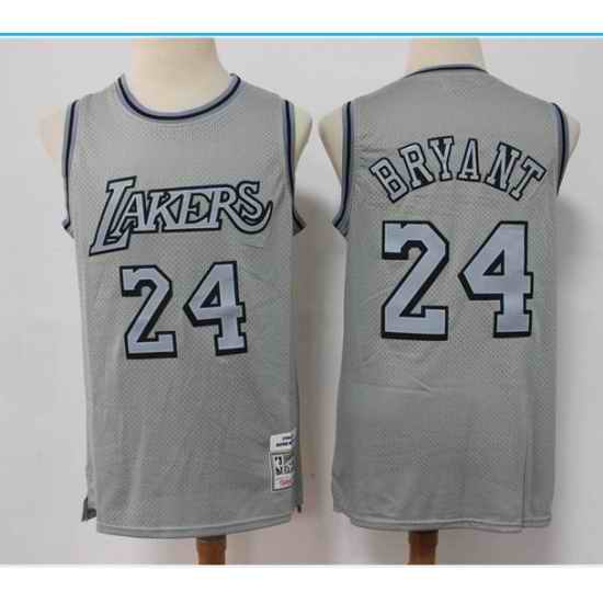 Men Los Angeles Lakers #24 Kobe Bryant Grey Throwback Stitched Basketball Jersey->los angeles lakers->NBA Jersey