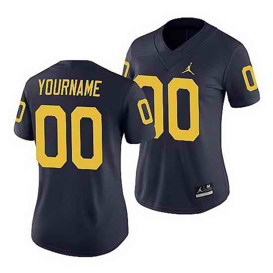 Michigan Wolverines Custom Navy Game Women'S Jersey->->Custom Jersey