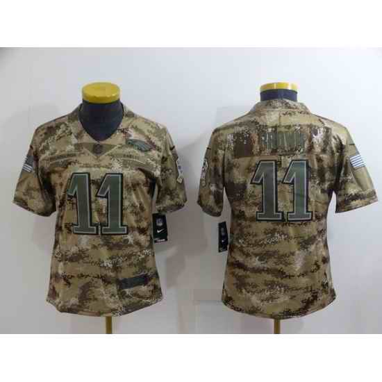 Women Philadelphia Eagles #11 A  J  Brown Camo Salute To Service Limited Stitched Football Jersey 28Run Small 2->women nfl jersey->Women Jersey