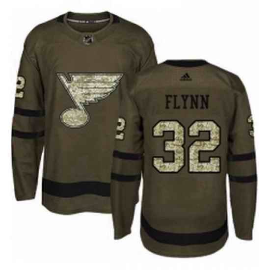 Mens Adidas St Louis Blues #32 Brian Flynn Authentic Green Salute to Service NHL Jersey->st.louis blues->NHL Jersey
