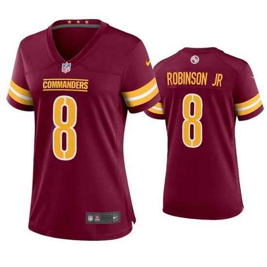 Women Washington Commanders #8 Brian Robinson Jr  2022 Burgundy Game Stitched Jersey 28Run Small 2->women nfl jersey->Women Jersey
